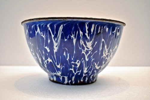 Vintage emaille schüssel blau - emaille,
