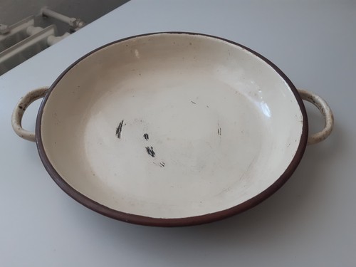 Emaille schüssel pfanne mit - /,