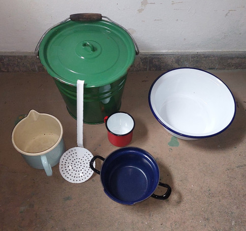 Alte emaille teile deko - ,