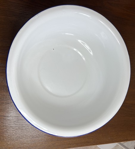 Schüssel emaille weiss blauer - weiss,