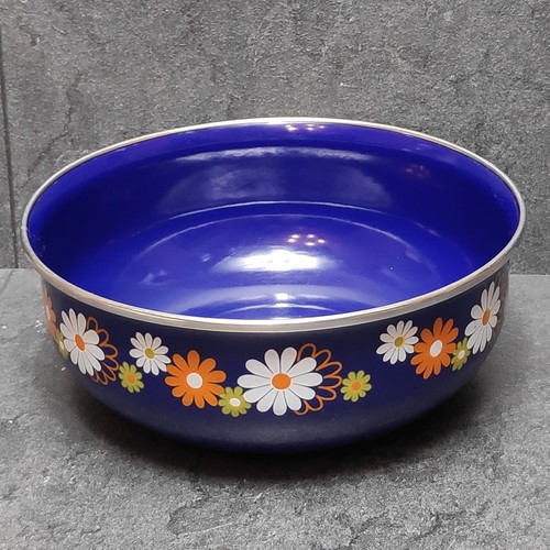 Emaille schale blau blumen - emaille,