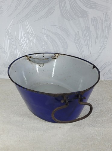 Blau weiße emaille schüssel - blau,